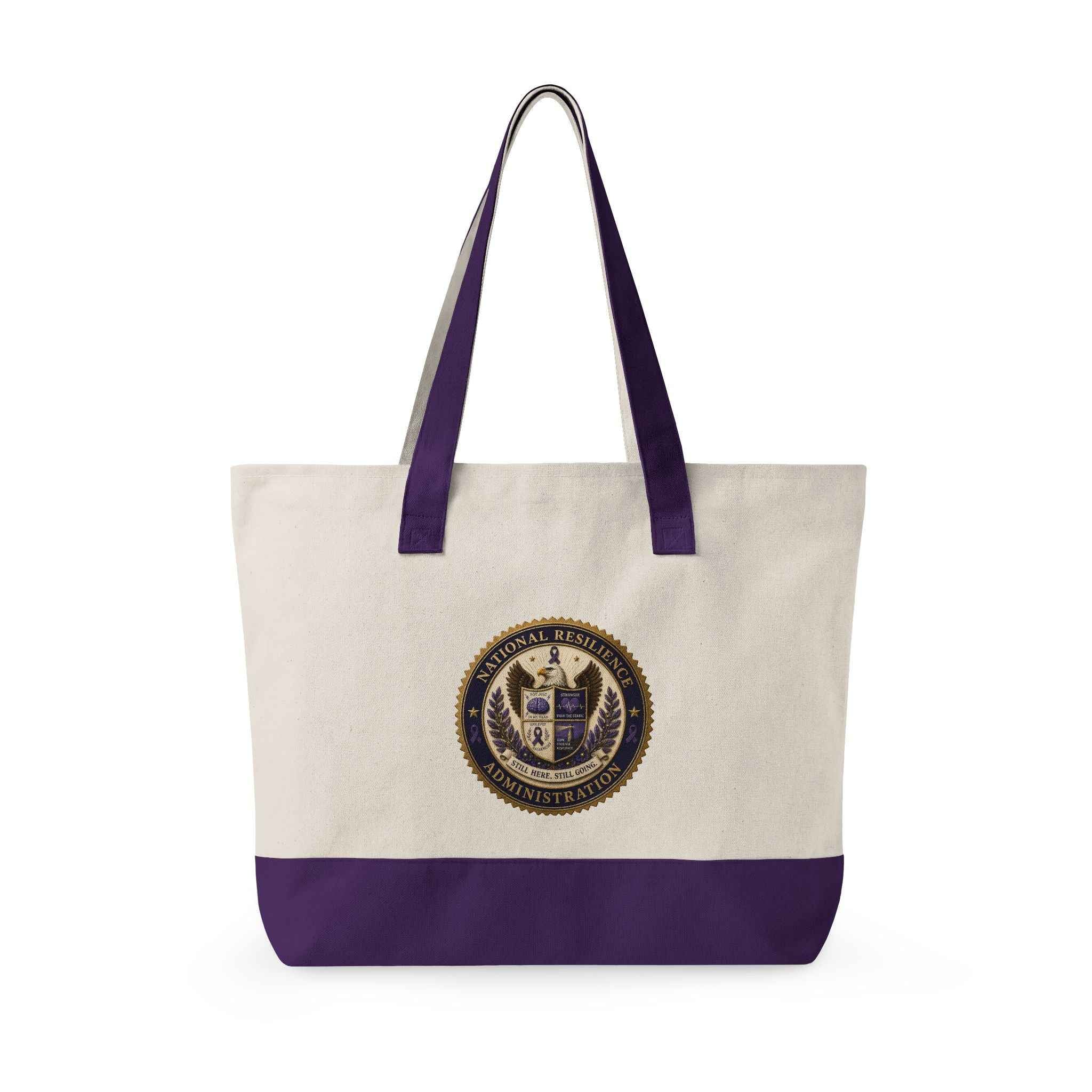 National Resilience Administration Canvas Tote Bag | Epilepsy Awareness Zippered Carryall