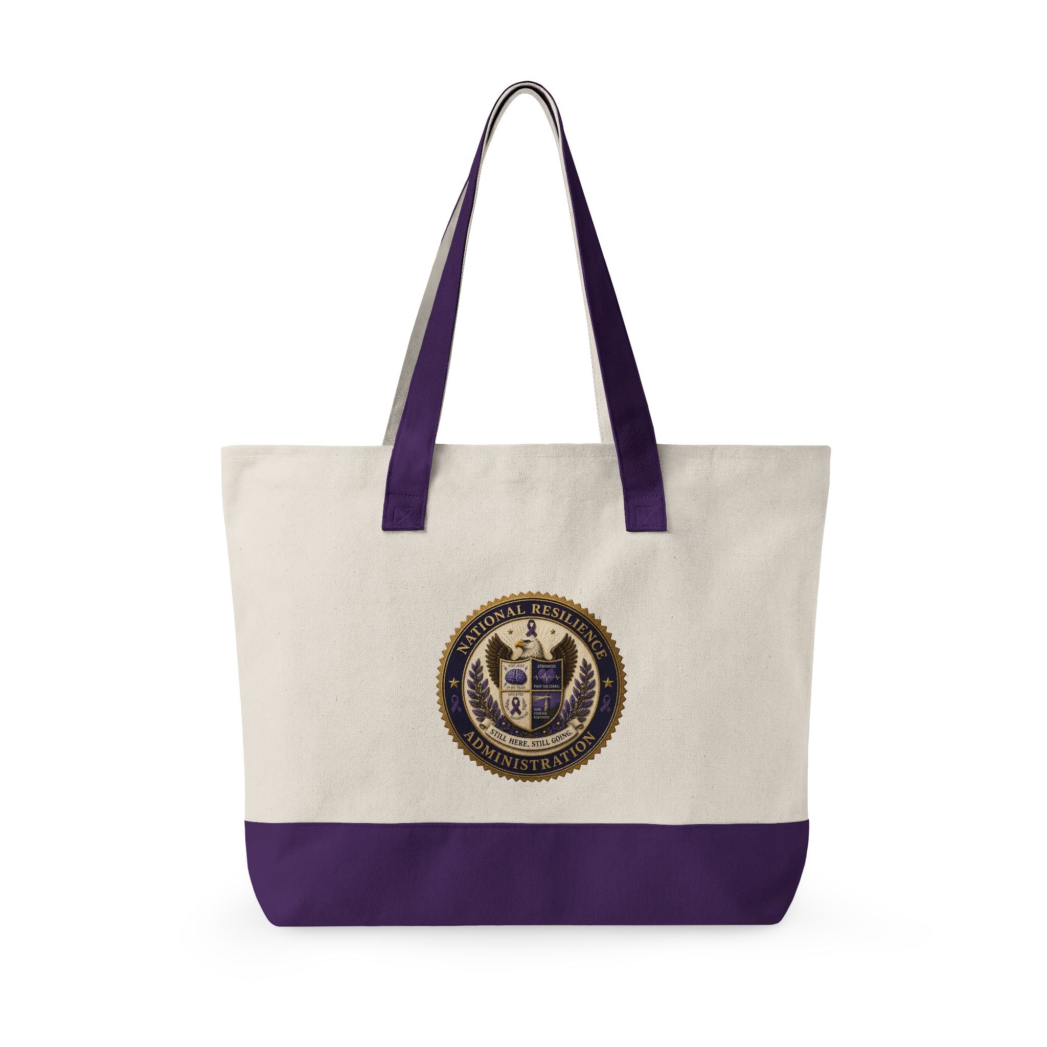 National Resilience Administration Canvas Tote Bag | Epilepsy Awareness Zippered Carryall