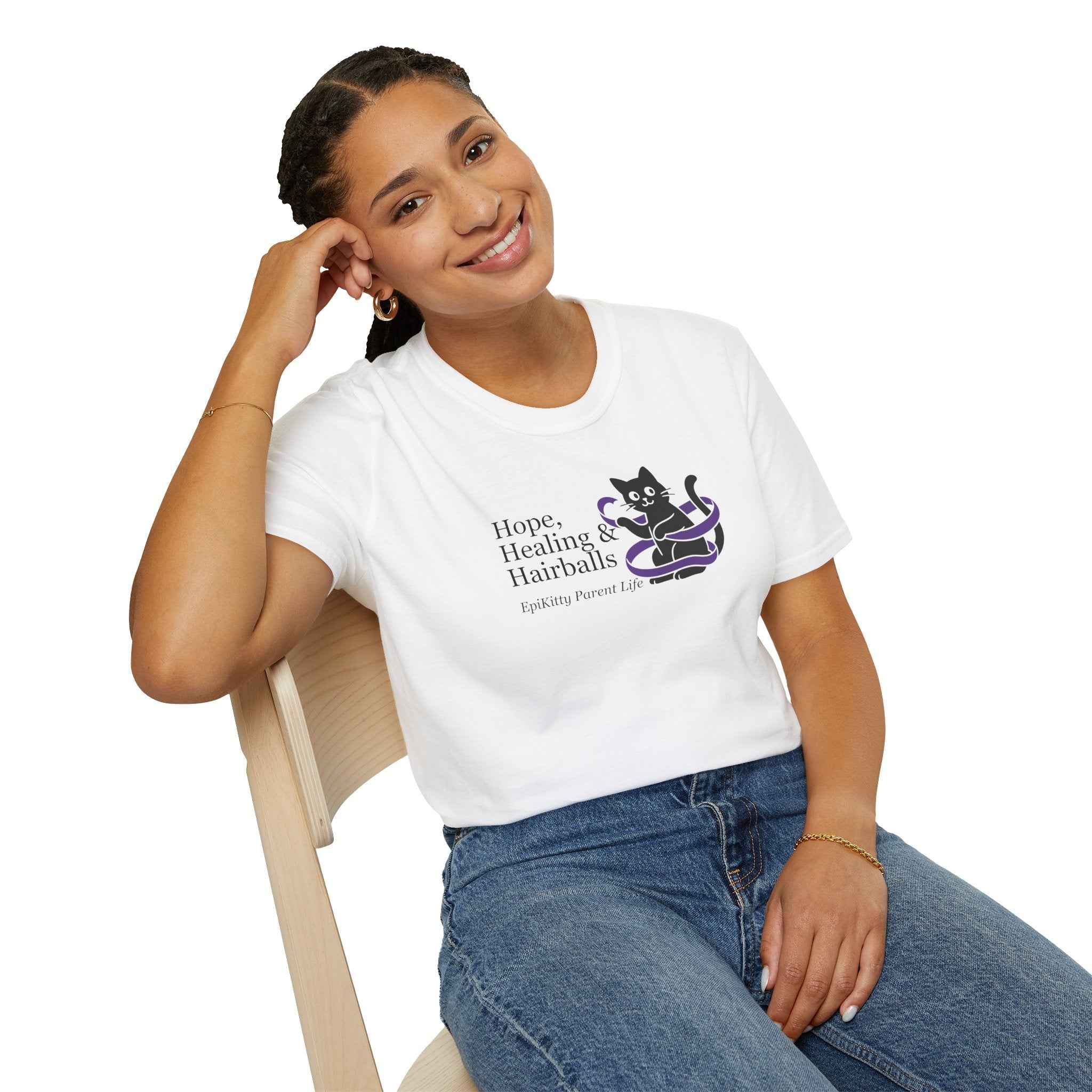 Hope, Healing & Hairballs Cat T-Shirt – Epikitty Parent Awareness Tee