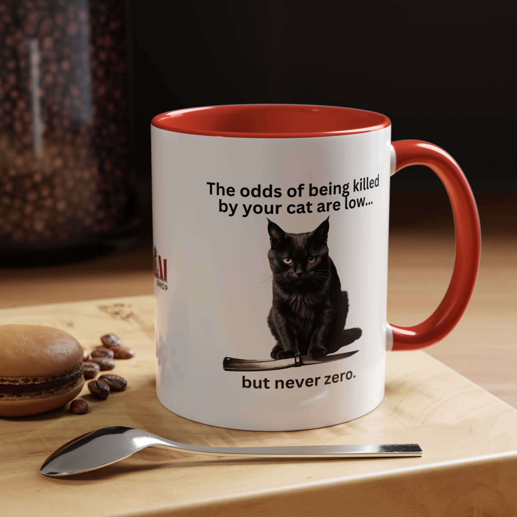 Photo depicting the ​Killer Cat Odds Accent Coffee Mug (11, 15oz) from EpiAl's Shop.