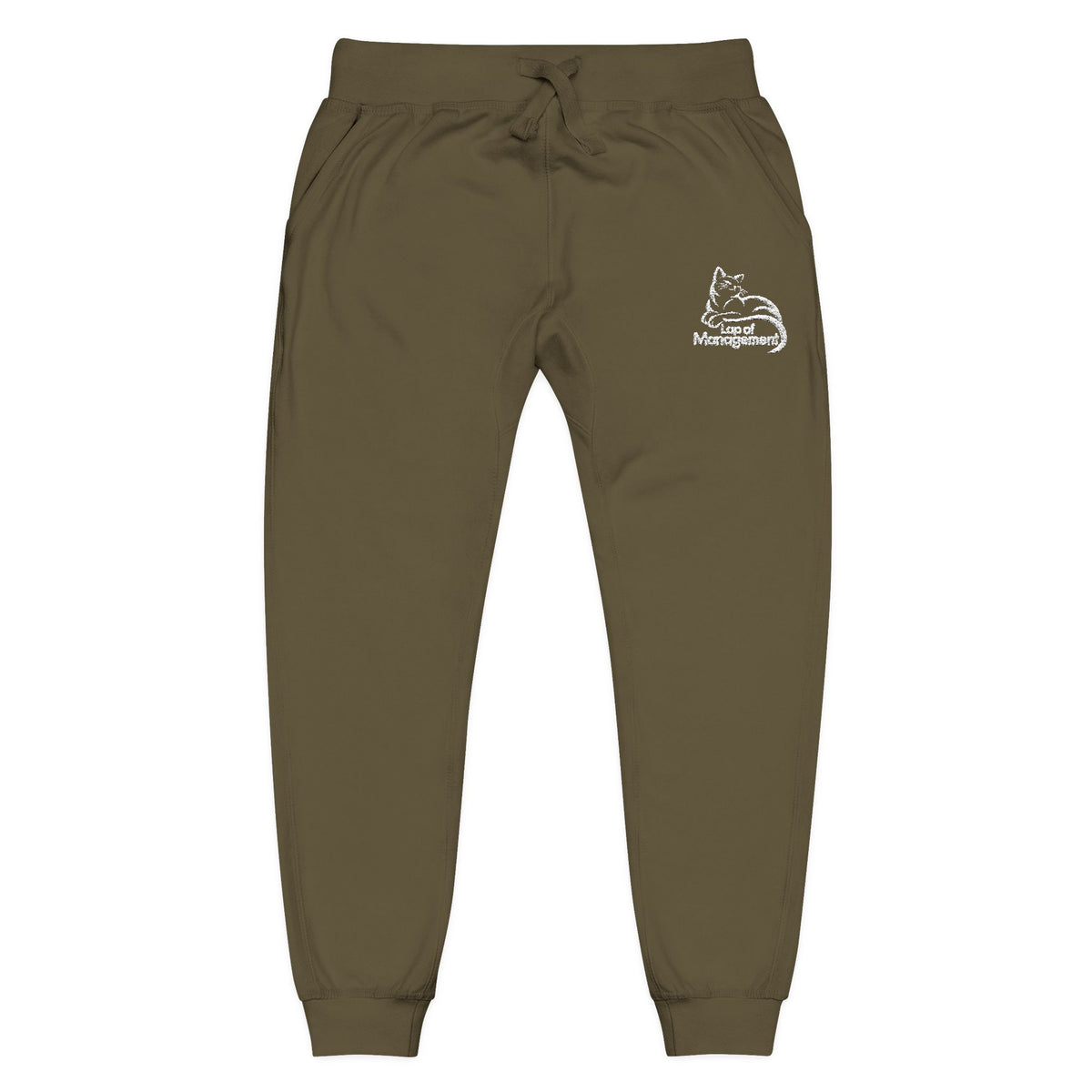 Lap of Management Embroidered Cat Fleece Joggers