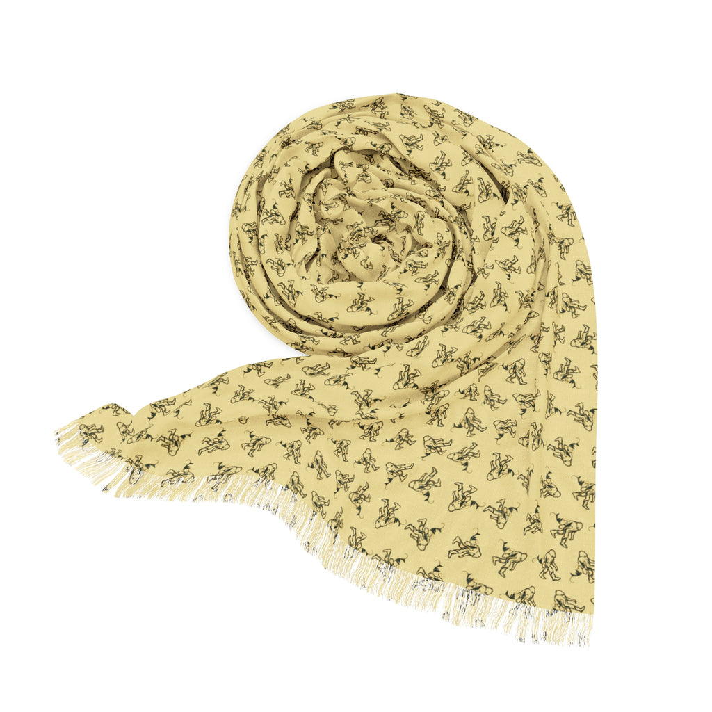 Bigfoot in the Woods Lightweight Scarf | Golden Yellow Sasquatch Print