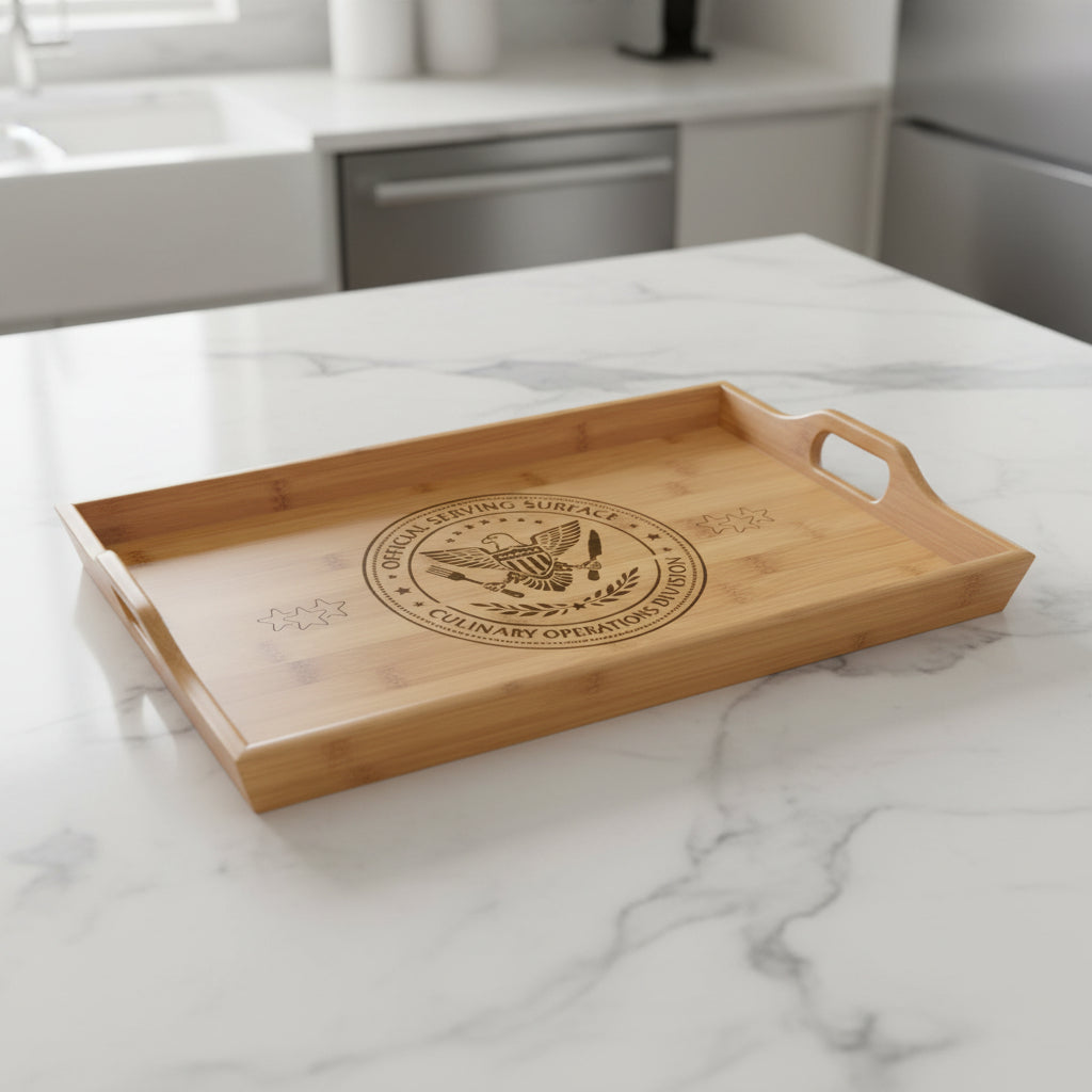 Official Serving Surface Bamboo Tray – Culinary Operations Division Engraved Serving Board