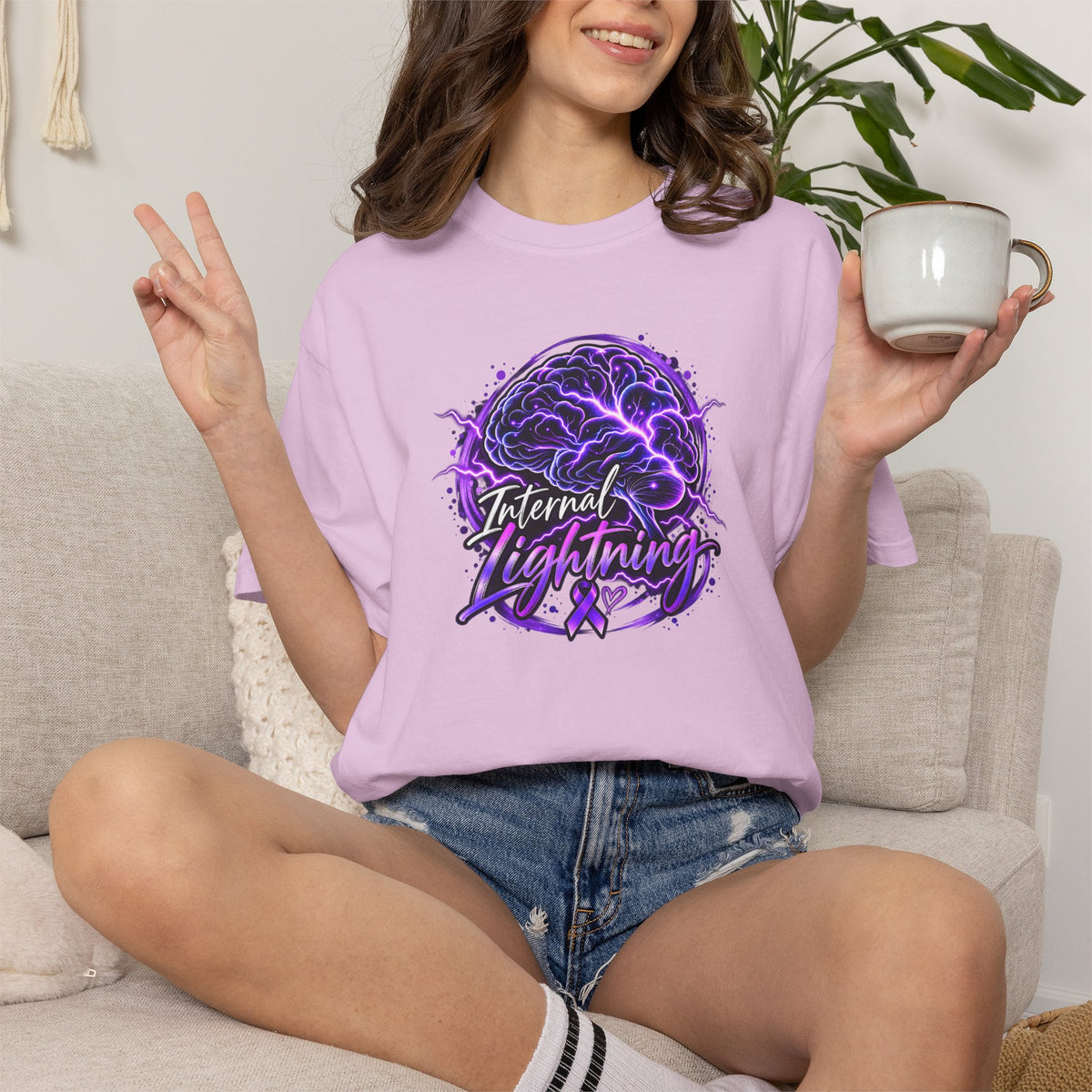 Internal Lightning Epilepsy Awareness Garment-Dyed T-Shirt