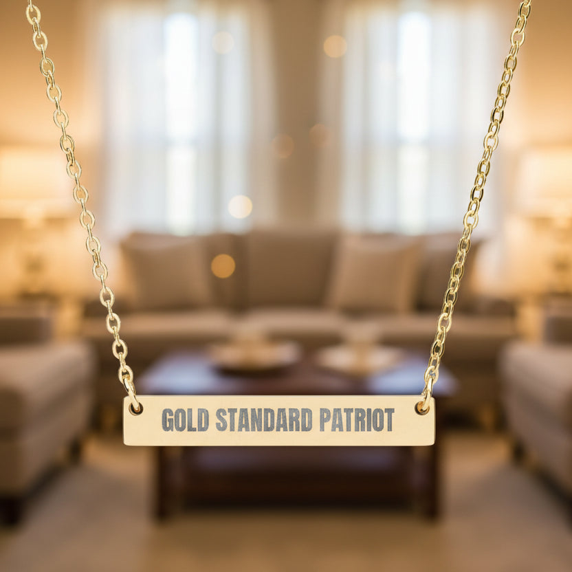 Gold Standard Patriot Bar Necklace – Engraved Stainless Steel