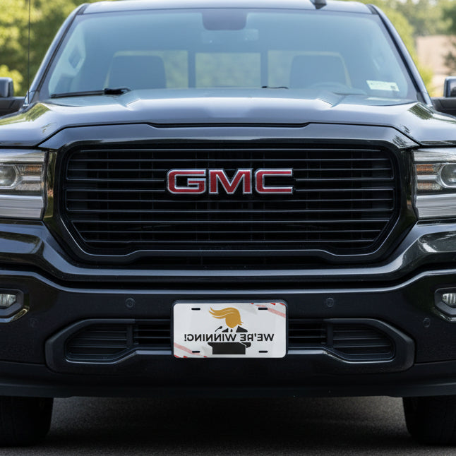 “WE’RE WINNING!” Mirror-Readable Political Parody Vanity Plate