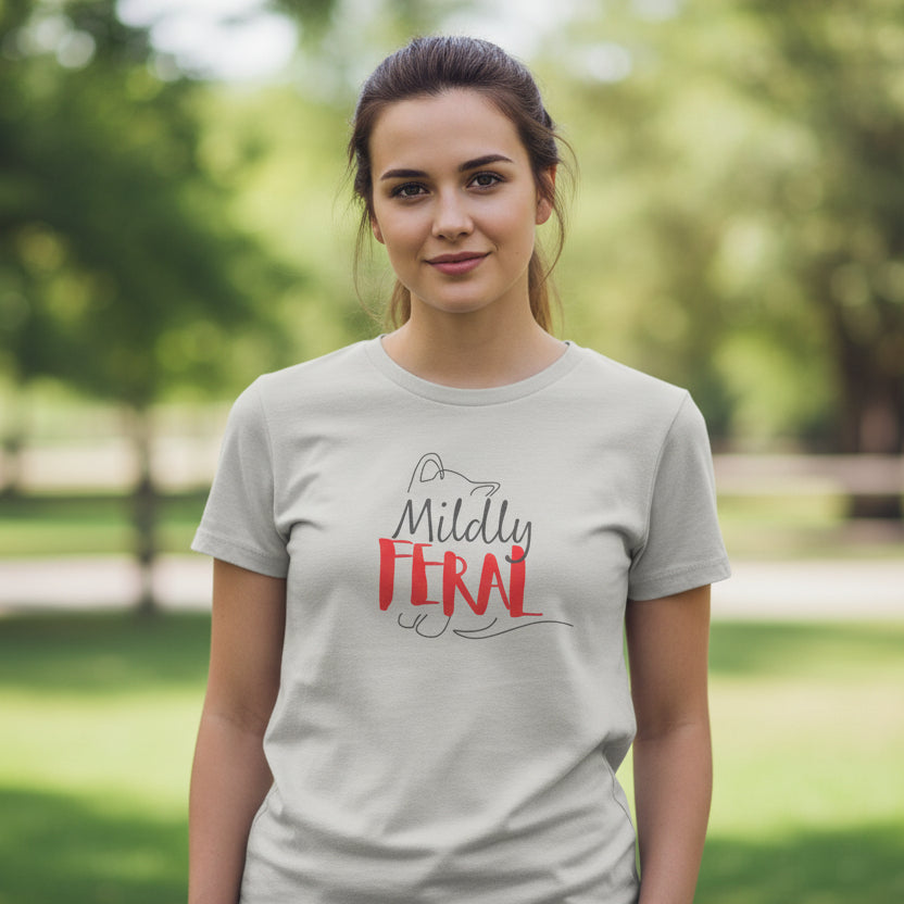 Mildly Feral Women’s Slim Fit Cat Graphic Tee
