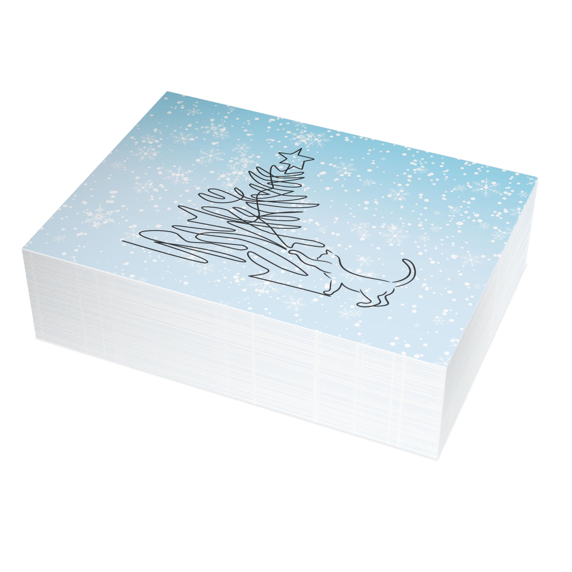 Kitty & Christmas Tree Postcard Bundles (envelopes included)