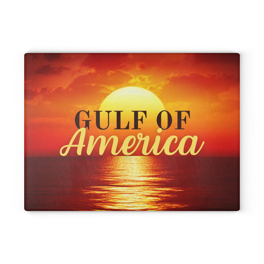 Gulf of America Sunset Glass Cutting Board Printify