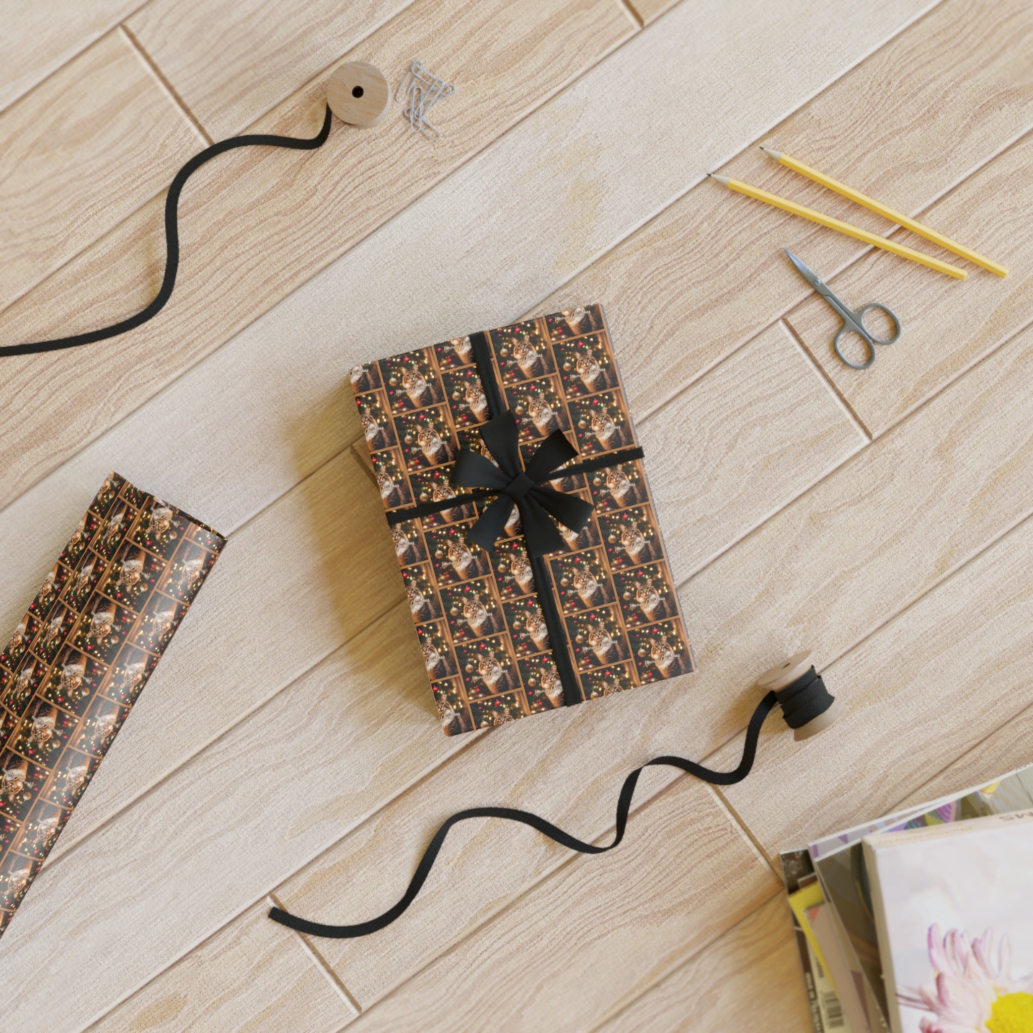 Photo depicting the ​Meowy Christmas Gift Wrapping Paper Rolls, 1pc from EpiAl's Shop.