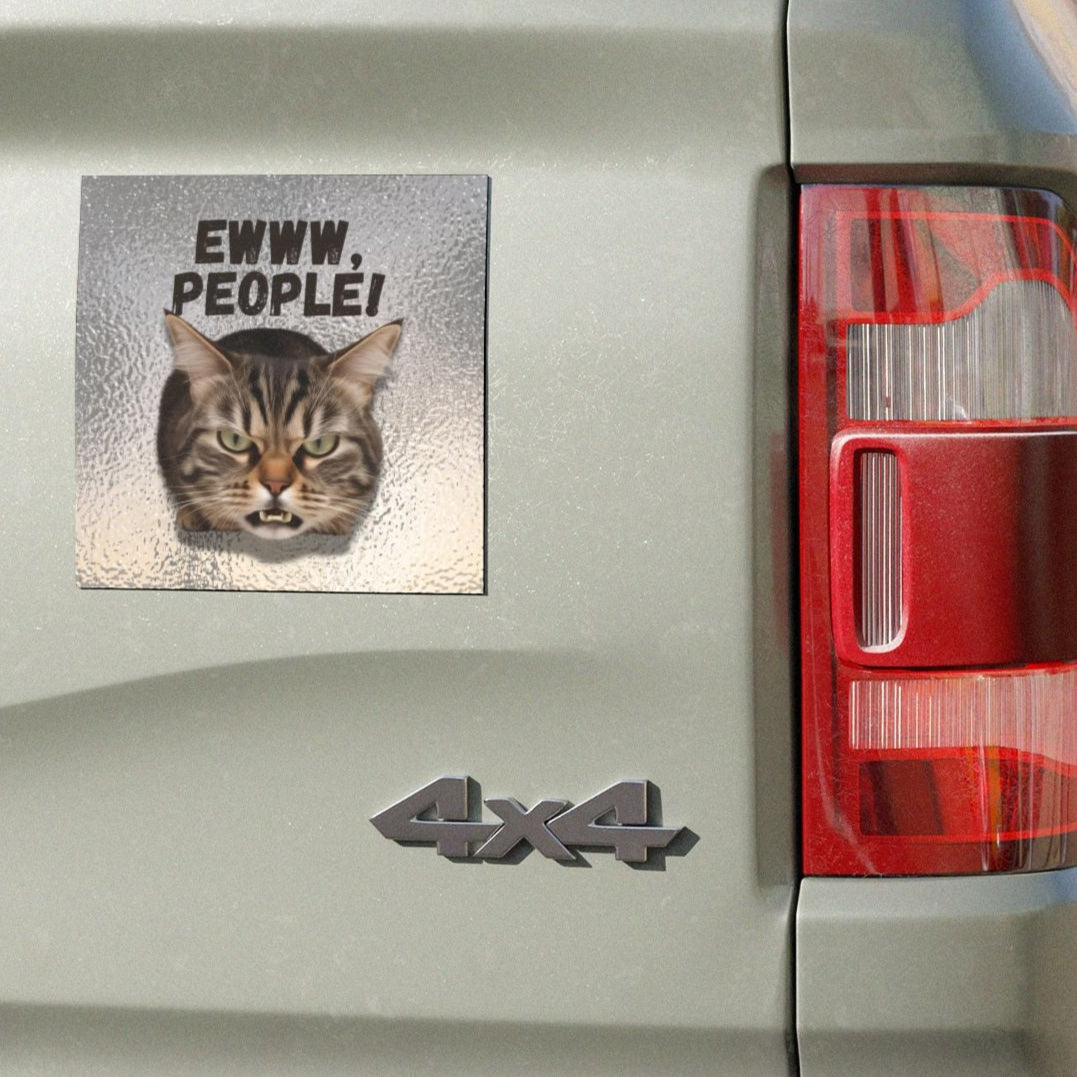 Funny Cat Car Magnet - 'Ewww, people!'