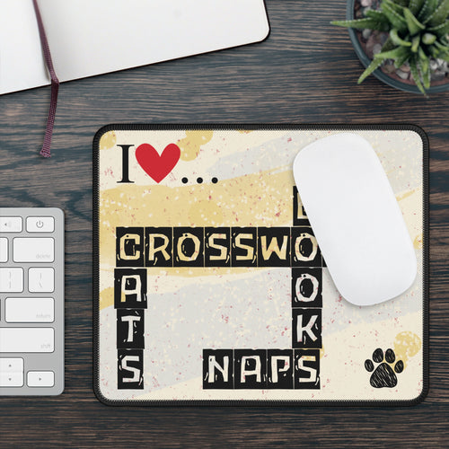 Photo depicting the ​Crosswords and Cats Gaming Mouse Pad from EpiAl's Shop.