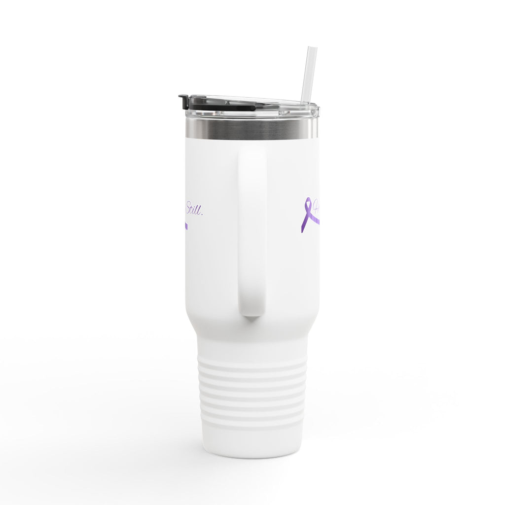 “Here. Still.” 40oz Insulated Travel Mug — Epilepsy Awareness Stainless Steel Tumbler