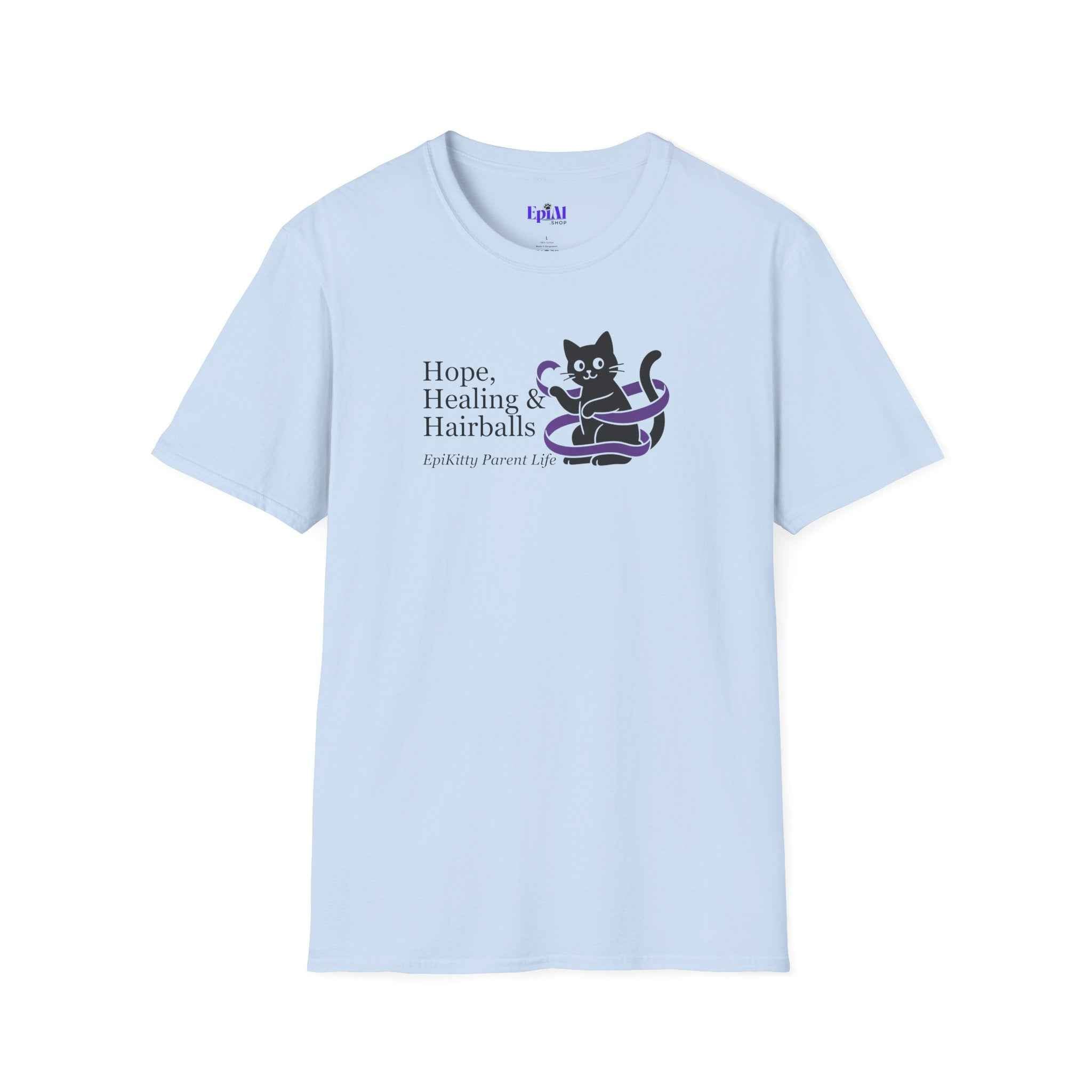 Hope, Healing & Hairballs Cat T-Shirt – Epikitty Parent Awareness Tee