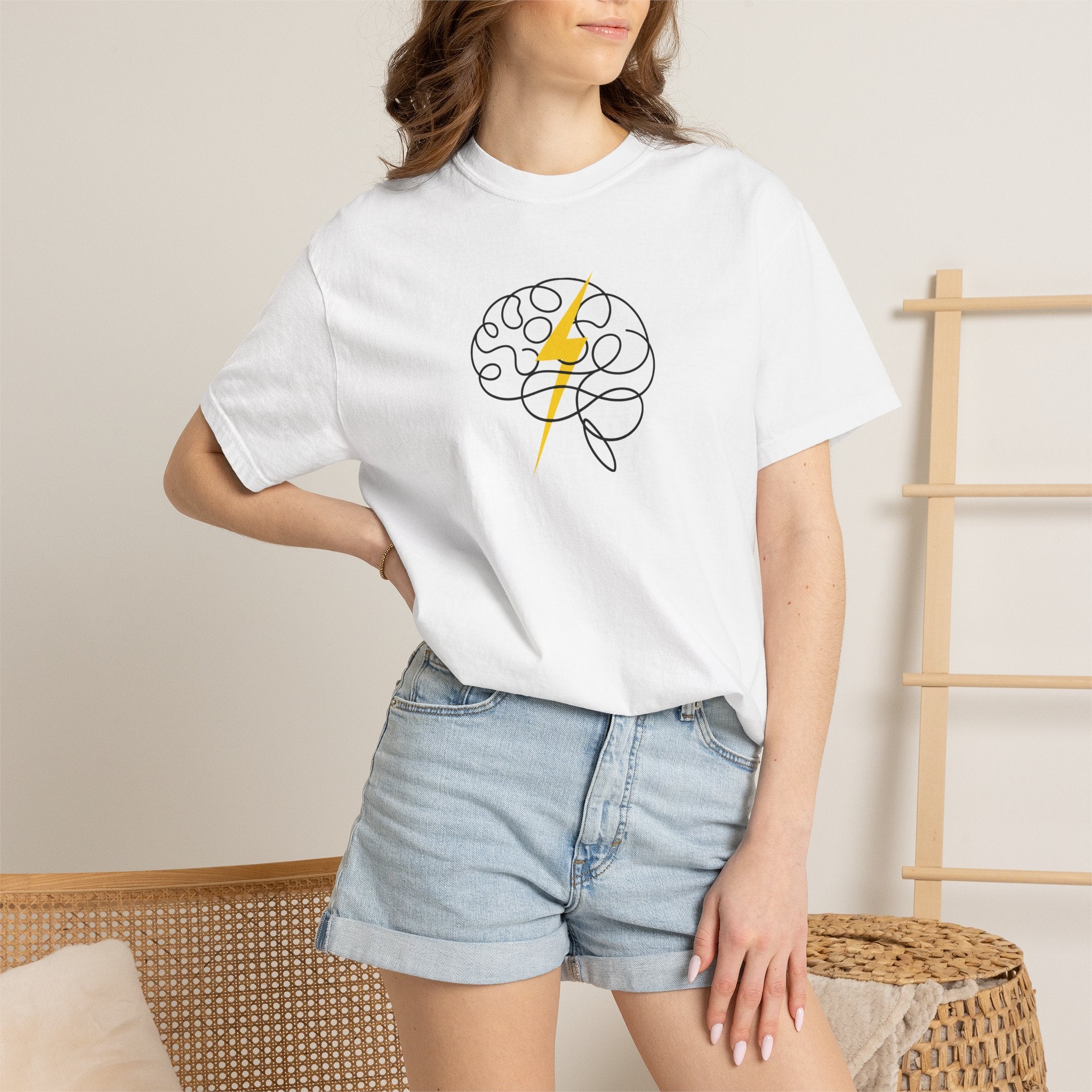 Electric Mind Brain Lightning Garment-Dyed T-Shirt