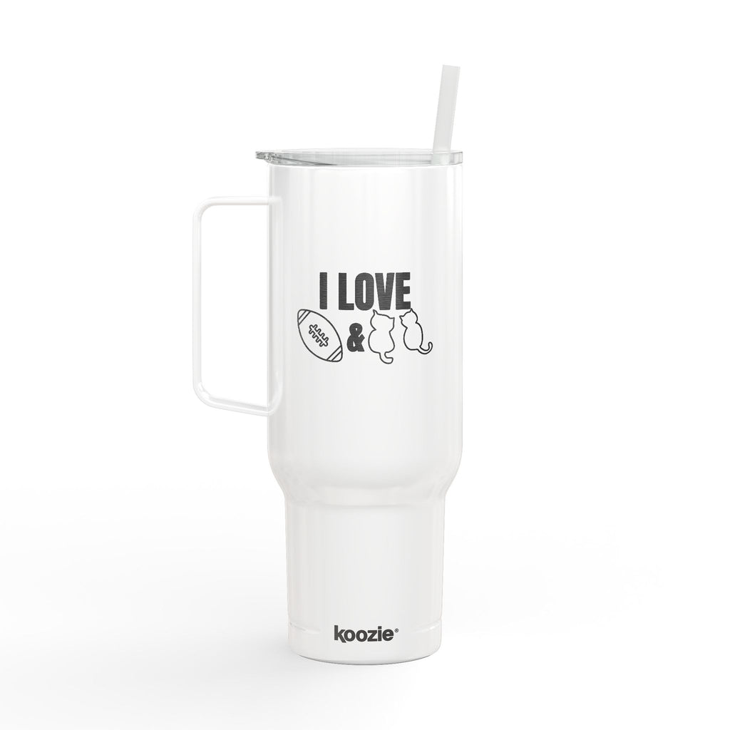 Love Football & Cats Engraved Insulated Travel Tumbler