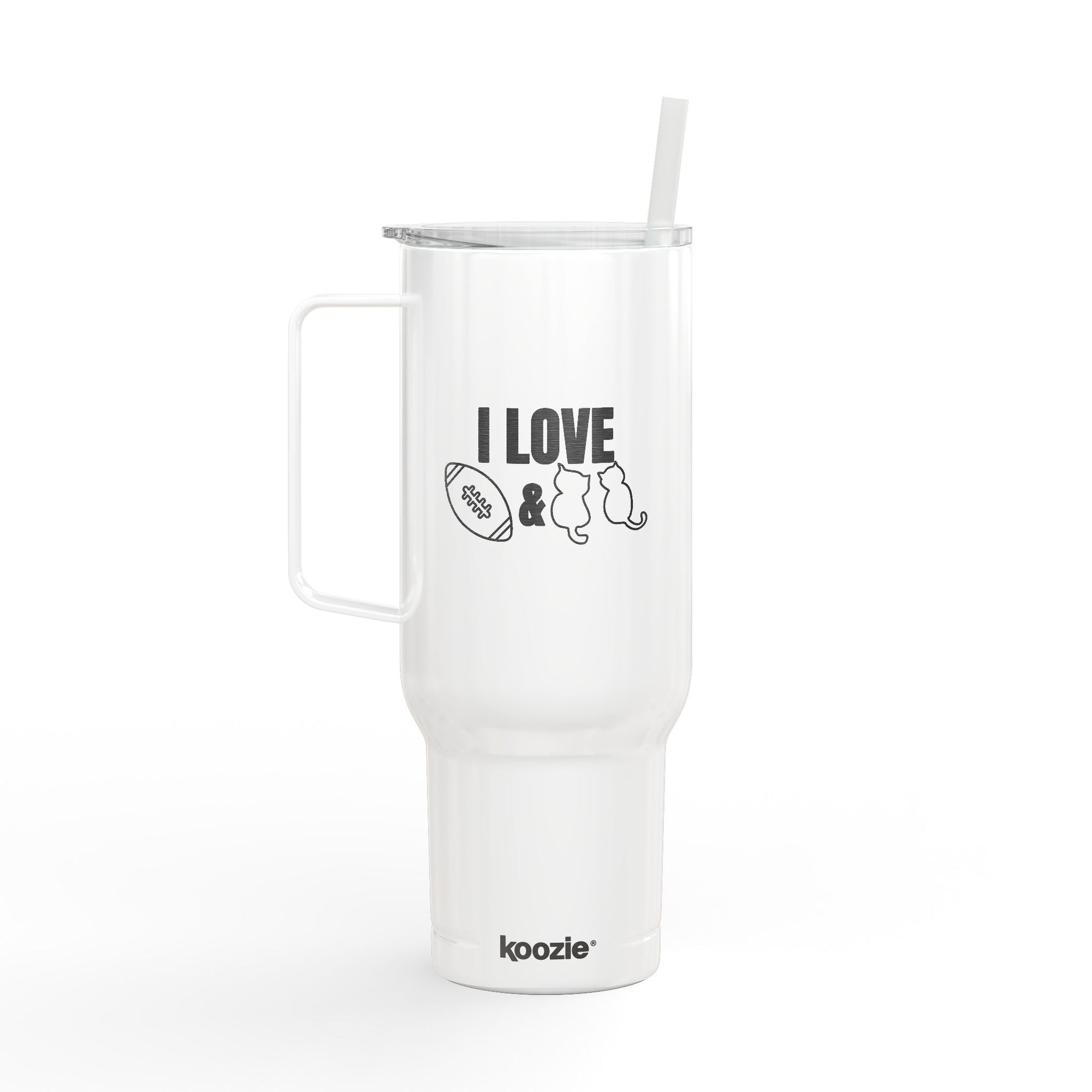 Love Football & Cats Engraved Insulated Travel Tumbler