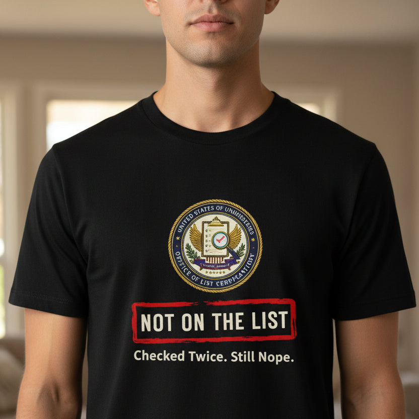 NOT ON THE LIST T-Shirt | United States of Unbothered Political Parody Tee