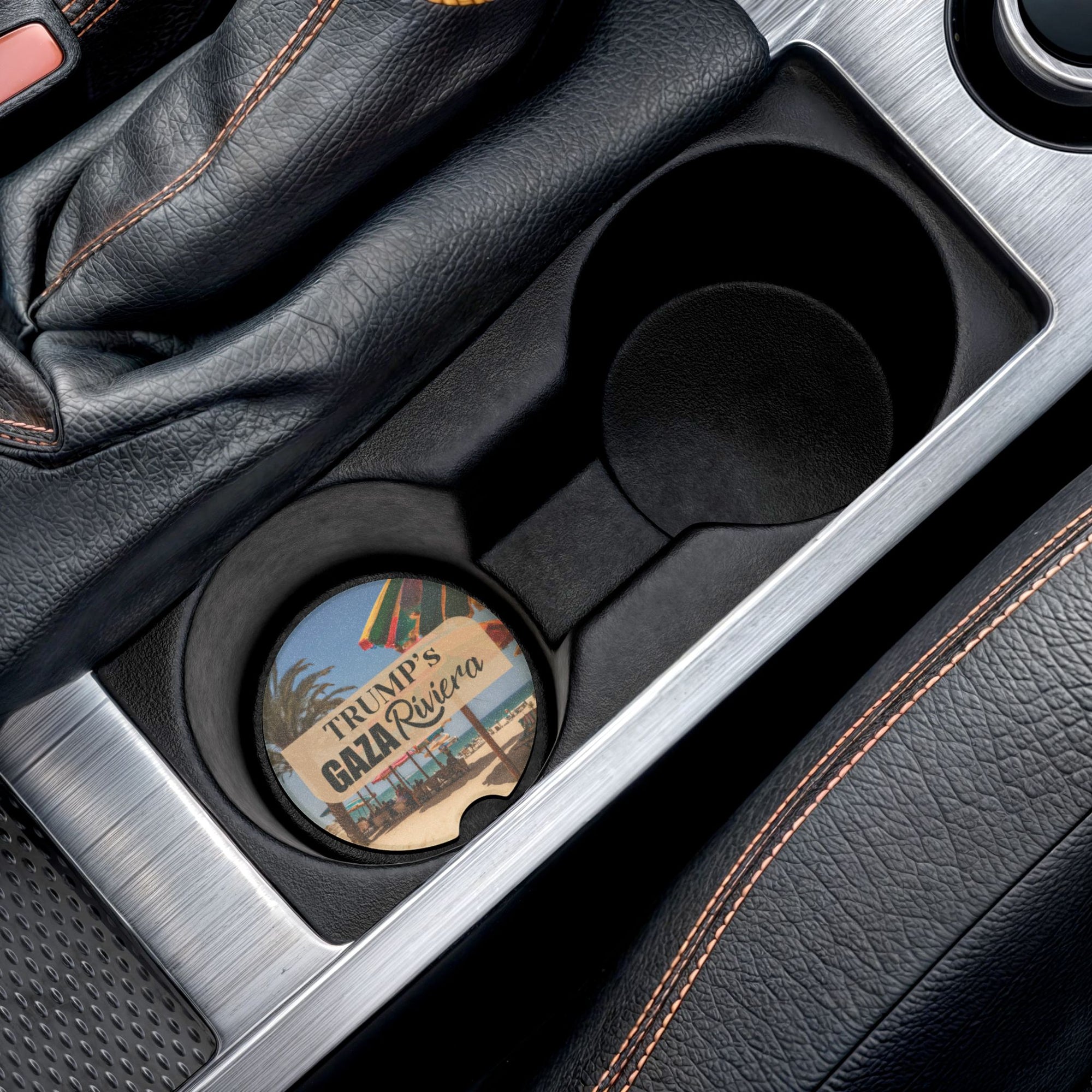 Trump's Gaza Riviera Soapstone Car Coaster