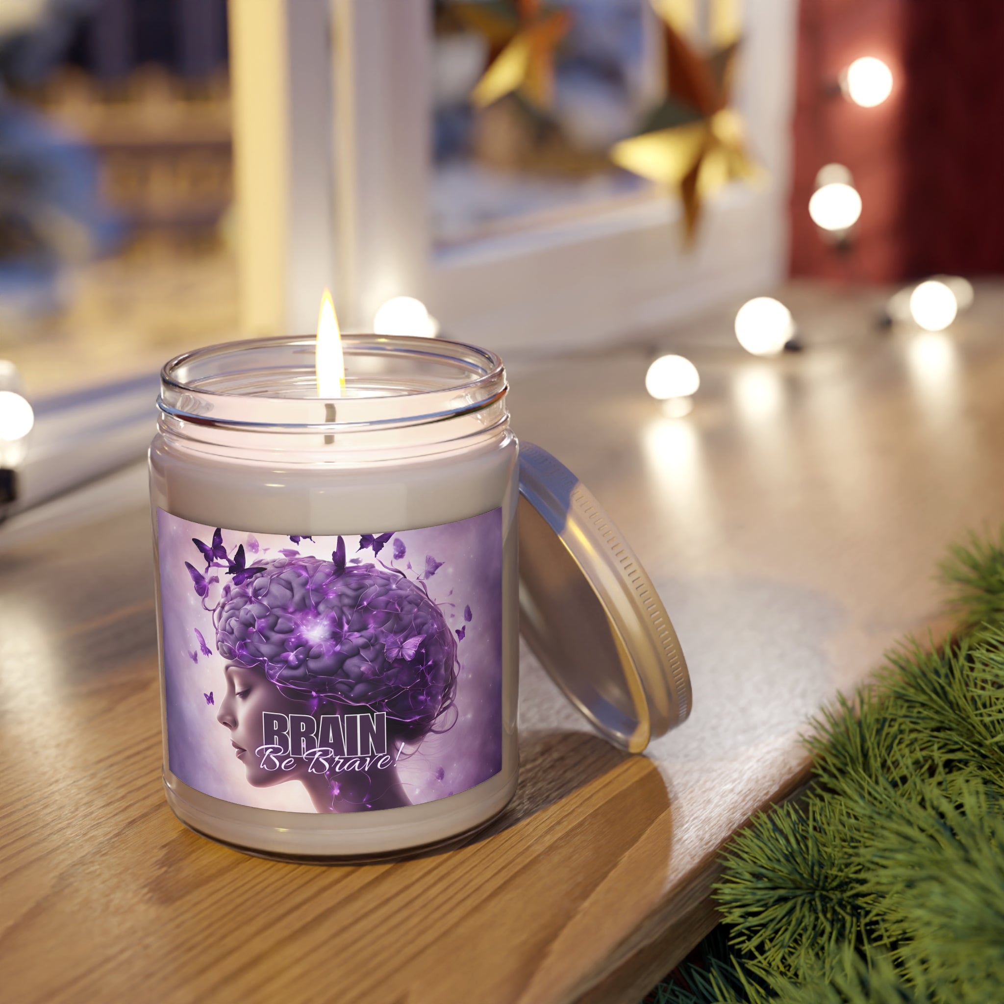 Photo depicting the ​Purple Brain Be Brave Scented Candles, 9oz from EpiAl's Shop.