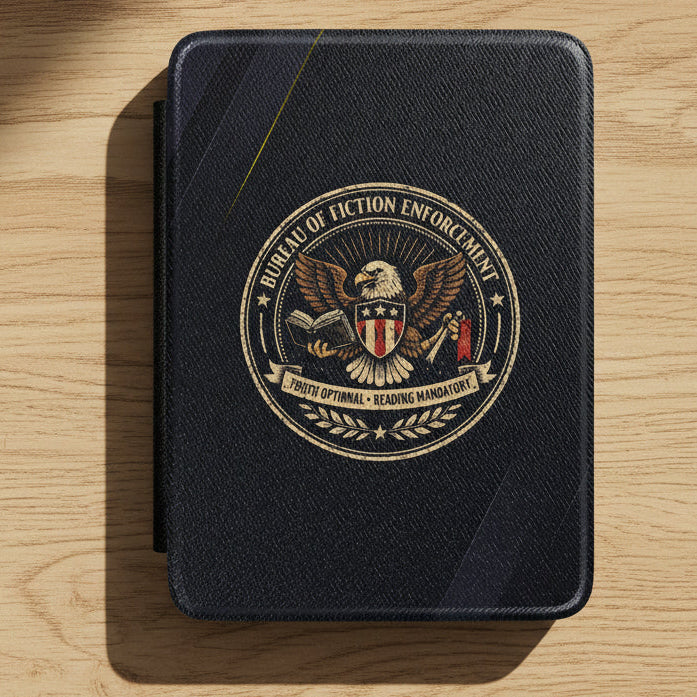 Bureau of Fiction Enforcement Kindle Case – “Reading Mandatory” Official Seal Cover