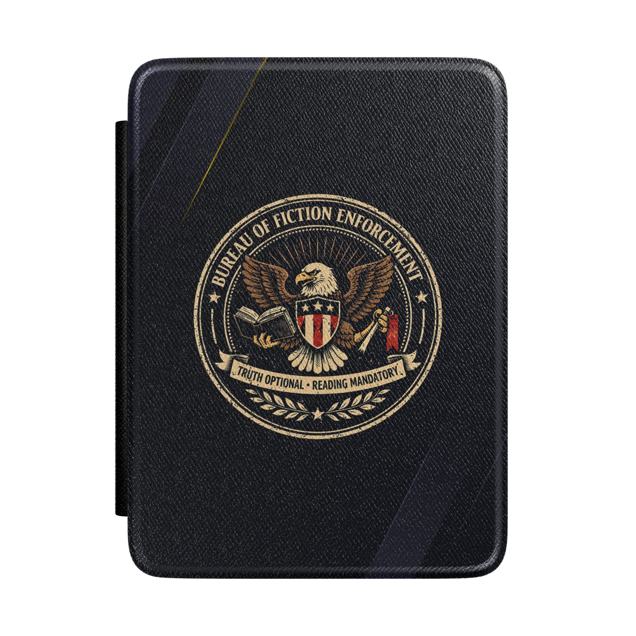 Bureau of Fiction Enforcement Kindle Case – “Reading Mandatory” Official Seal Cover