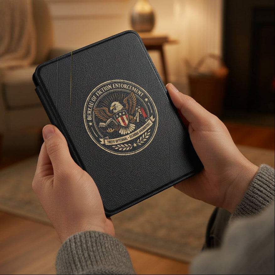 Bureau of Fiction Enforcement Kindle Case – “Reading Mandatory” Official Seal Cover