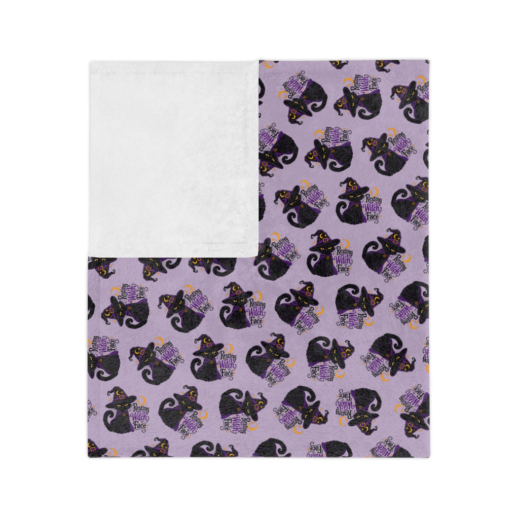 Resting Witch Face Black Cat Velveteen Blanket