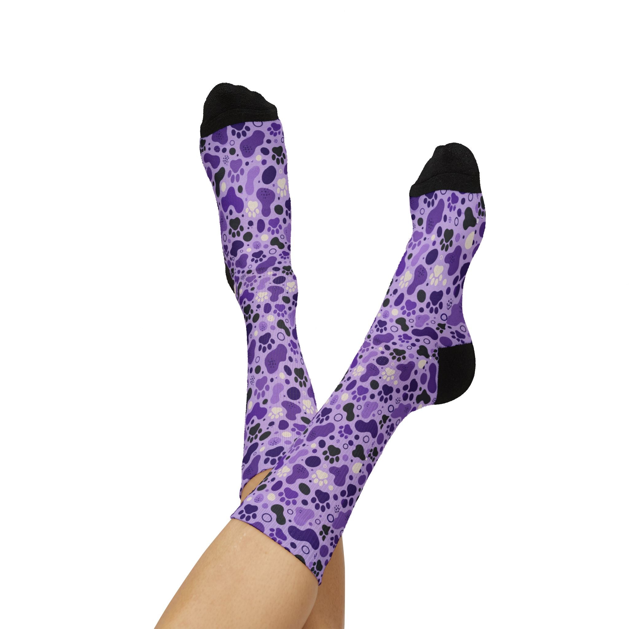 Purple Paws Cat Lover Crew Socks for Cat Ladies