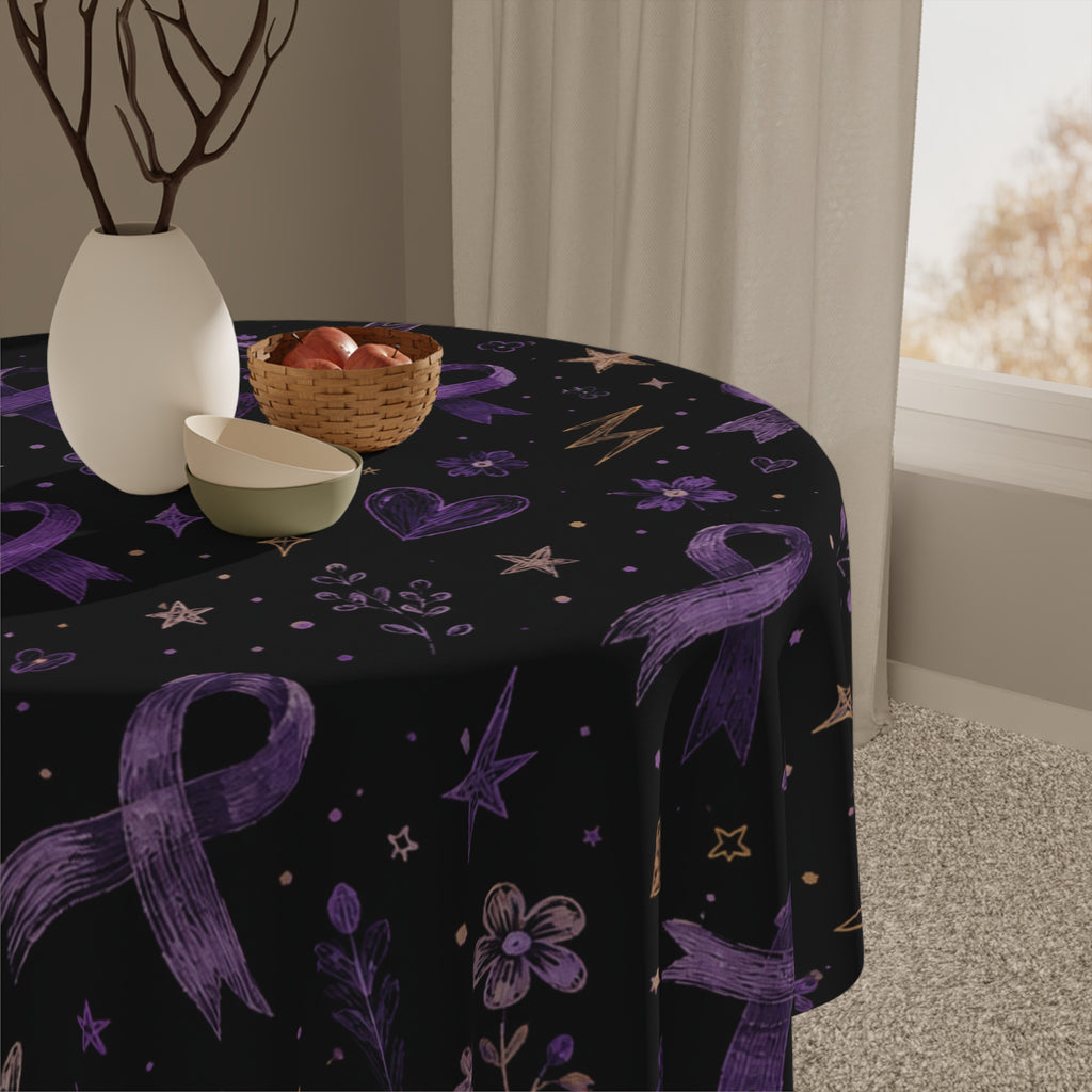 Purple Ribbon Garden Epilepsy Awareness Tablecloth