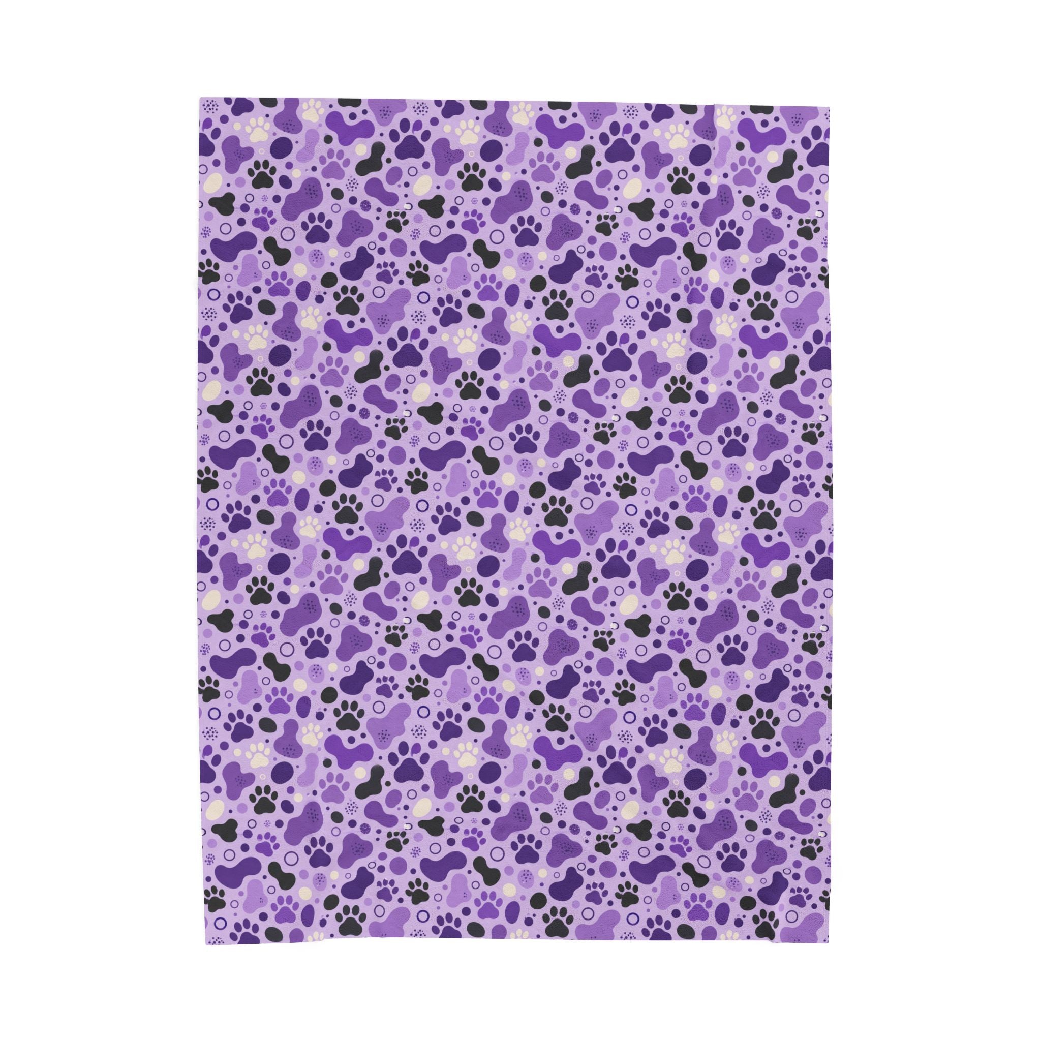 Purple Paw Print Plush Blanket | Cat & Dog Lover Cozy Throw Blanket
