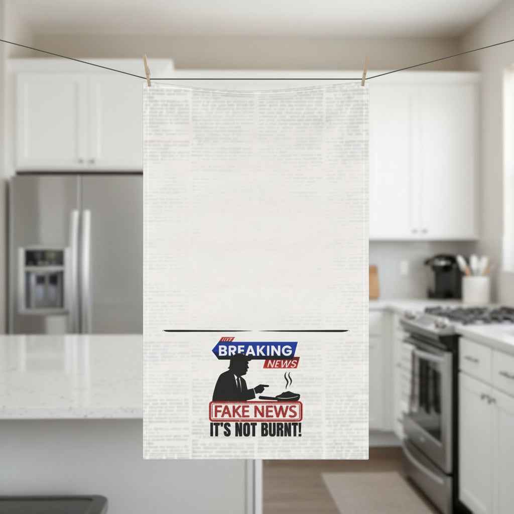 “Fake News! It’s Not Burnt.” Political Parody Kitchen Towel