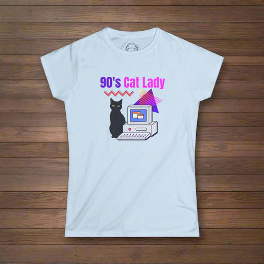 90's Cat Lady Graphic Tee - Fun Retro Style for Cat Lovers