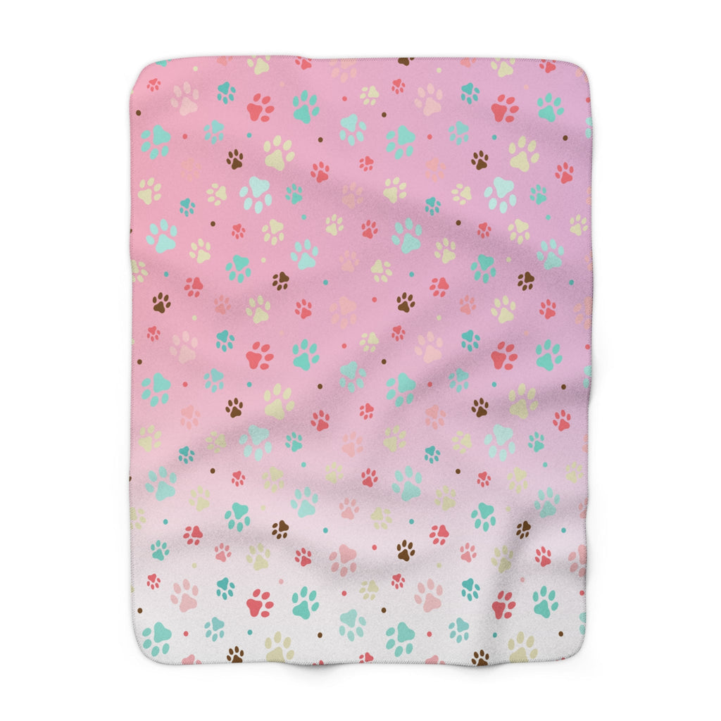 Cozy Paw Print Sherpa Fleece Blanket | Perfect for Pet Lovers Printify