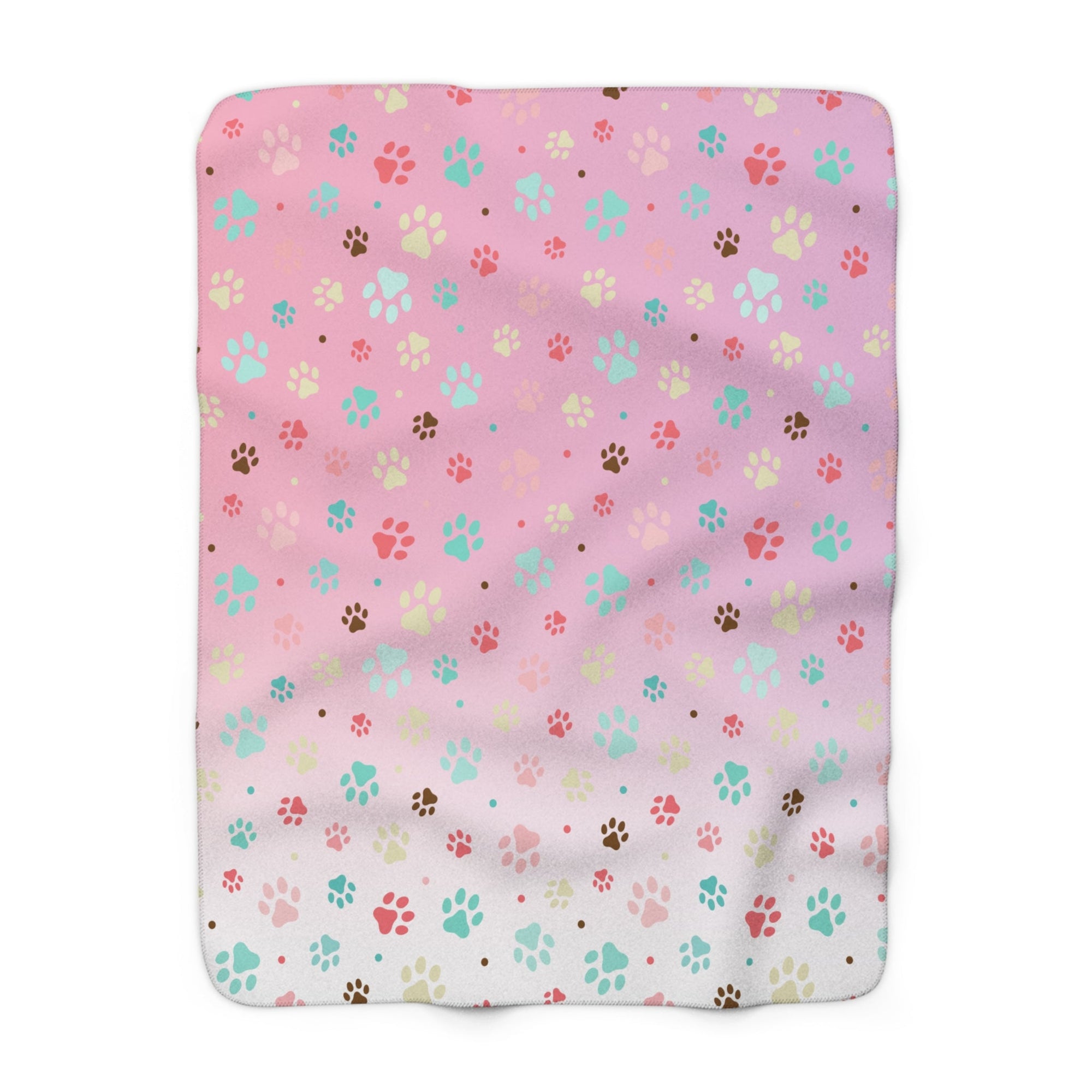 Cozy Paw Print Sherpa Fleece Blanket | Perfect for Pet Lovers Printify