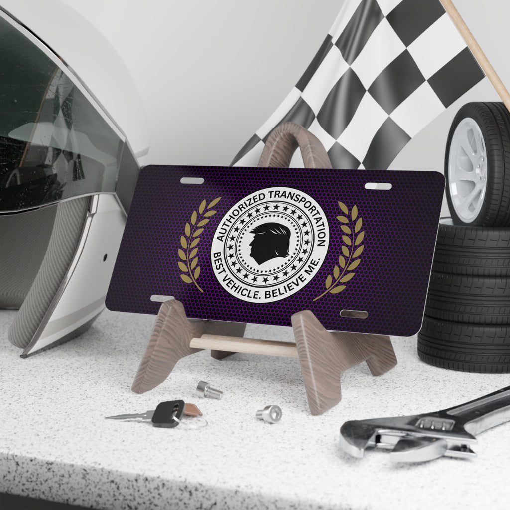 “Authorized Transportation” Political Parody Vanity Plate – Believe Me Edition