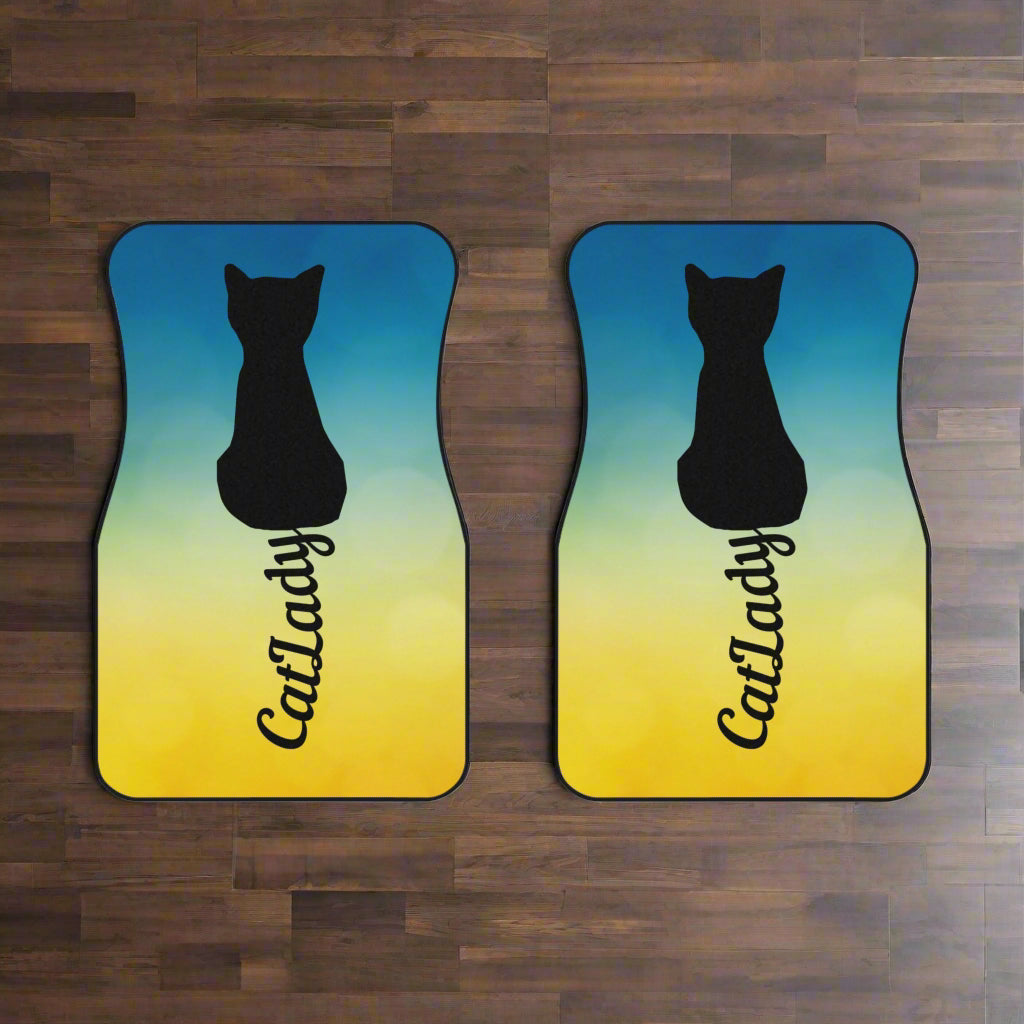 Cursive Tail Cat Lady Car Mats, Fun Car Decor