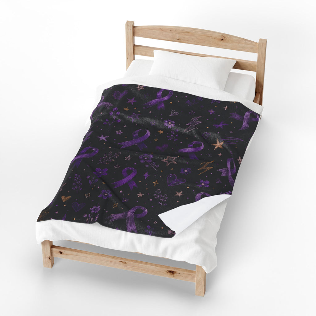 Purple Epilepsy Awareness Ribbon Velveteen Plush Blanket