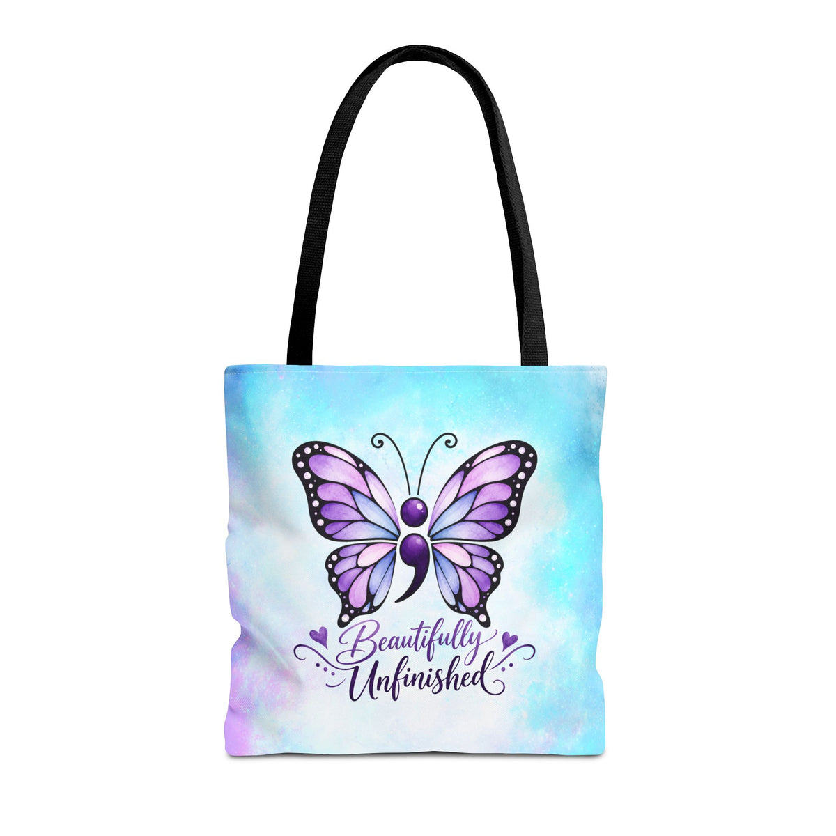 Beautifully Unfinished Semicolon Butterfly Suicide Awareness Tote Bag