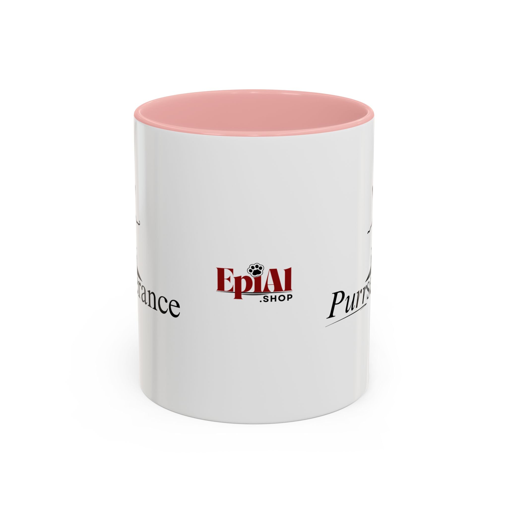 Photo depicting the ​Purrseverance Accent Coffee Mug (11, 15oz) from EpiAl's Shop.