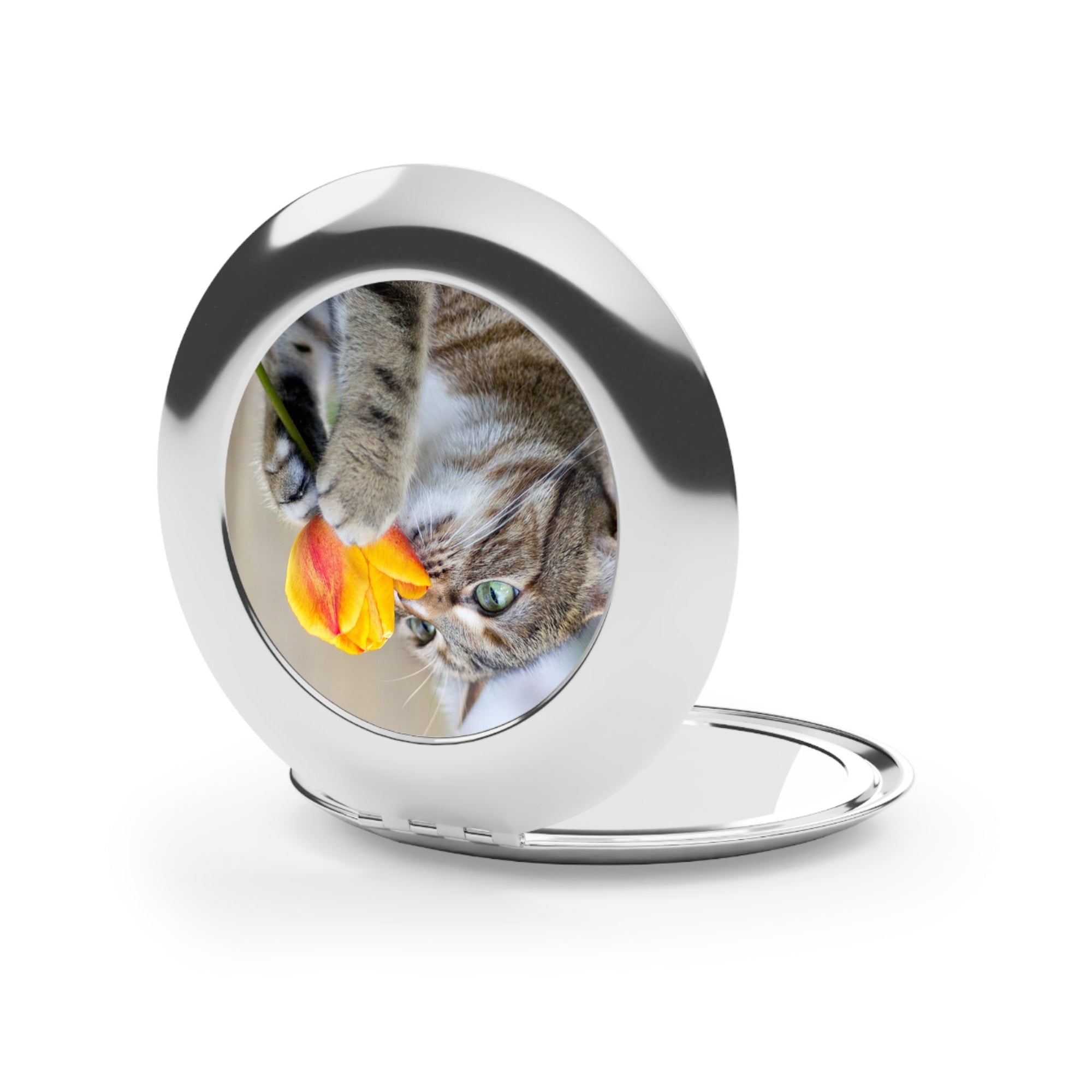 Cute Cat Compact Travel Mirror - Ideal Gift for Cat Lovers Printify