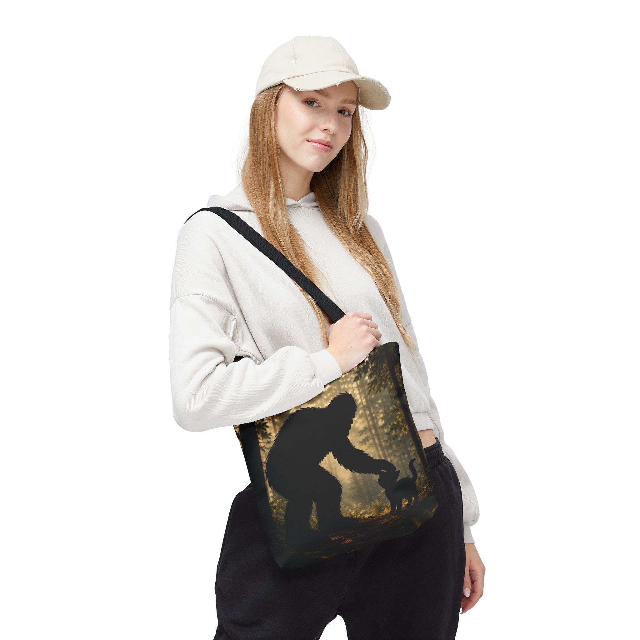 The Cat Saw It, Too Bigfoot & Cat Tote Bag