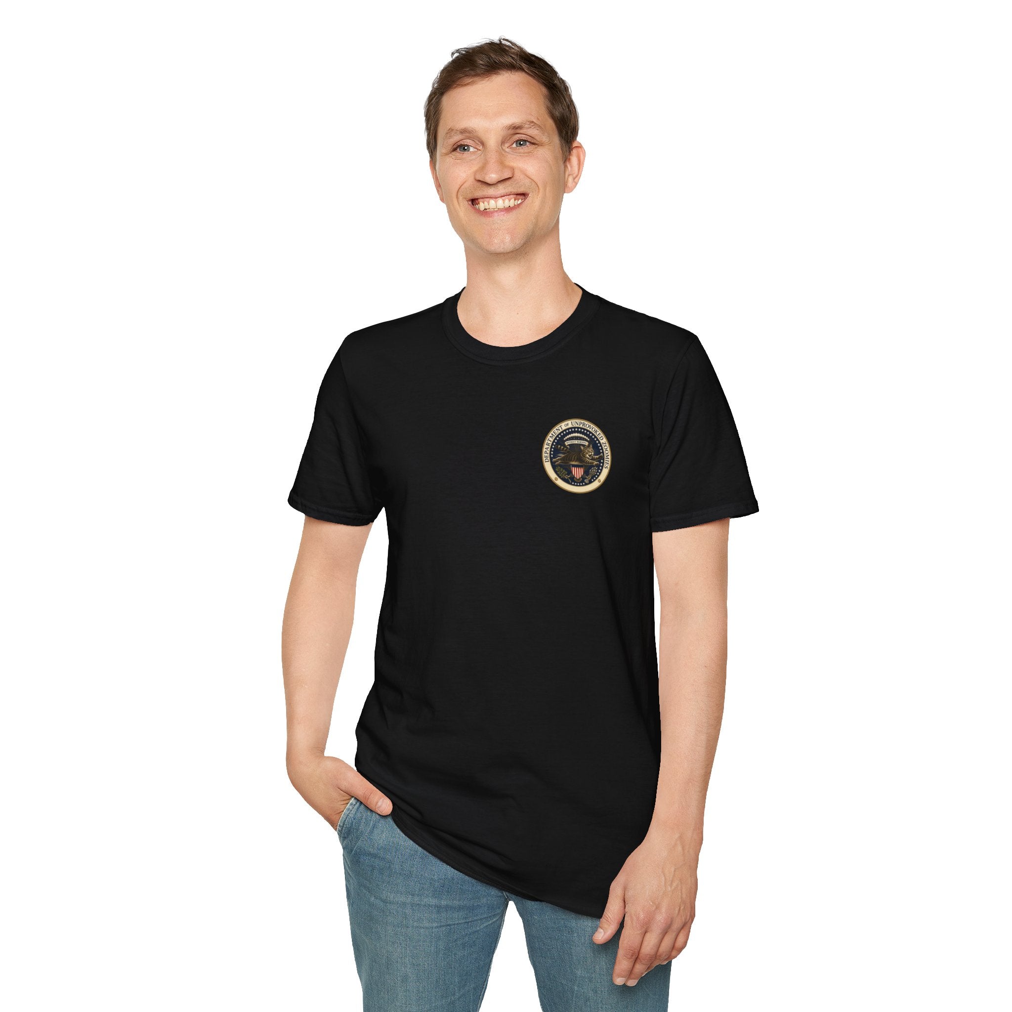 Department of Unprovoked Zoomies Cat T-Shirt | Faux Government Seal Tee