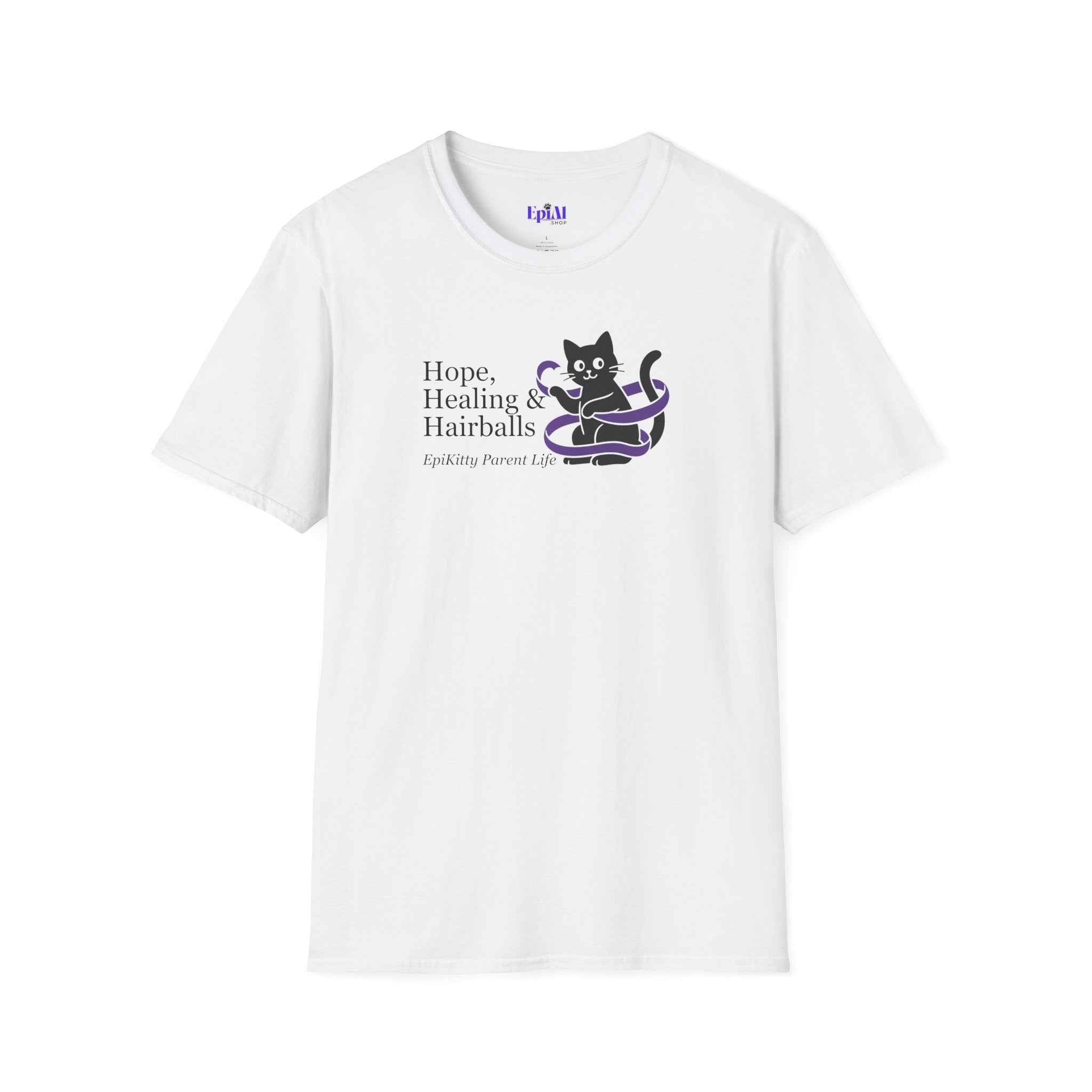 Hope, Healing & Hairballs Cat T-Shirt – Epikitty Parent Awareness Tee