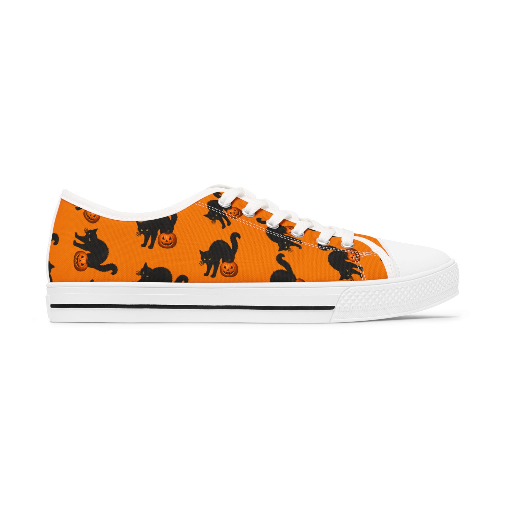 Halloween Black Cat Low-Top Canvas Sneakers