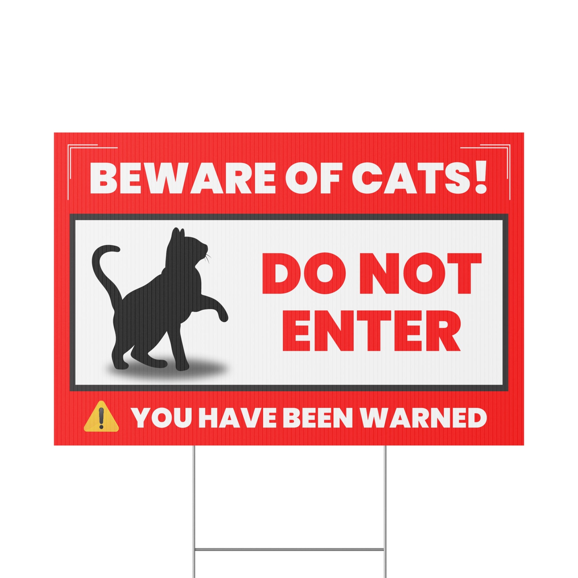 Beware of Cats Yard Sign | Funny Outdoor Decor | Do Not Enter Warning