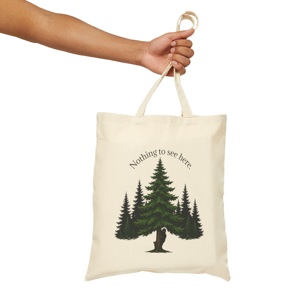 Nothing to See Here Bigfoot & Cat Canvas Tote Bag