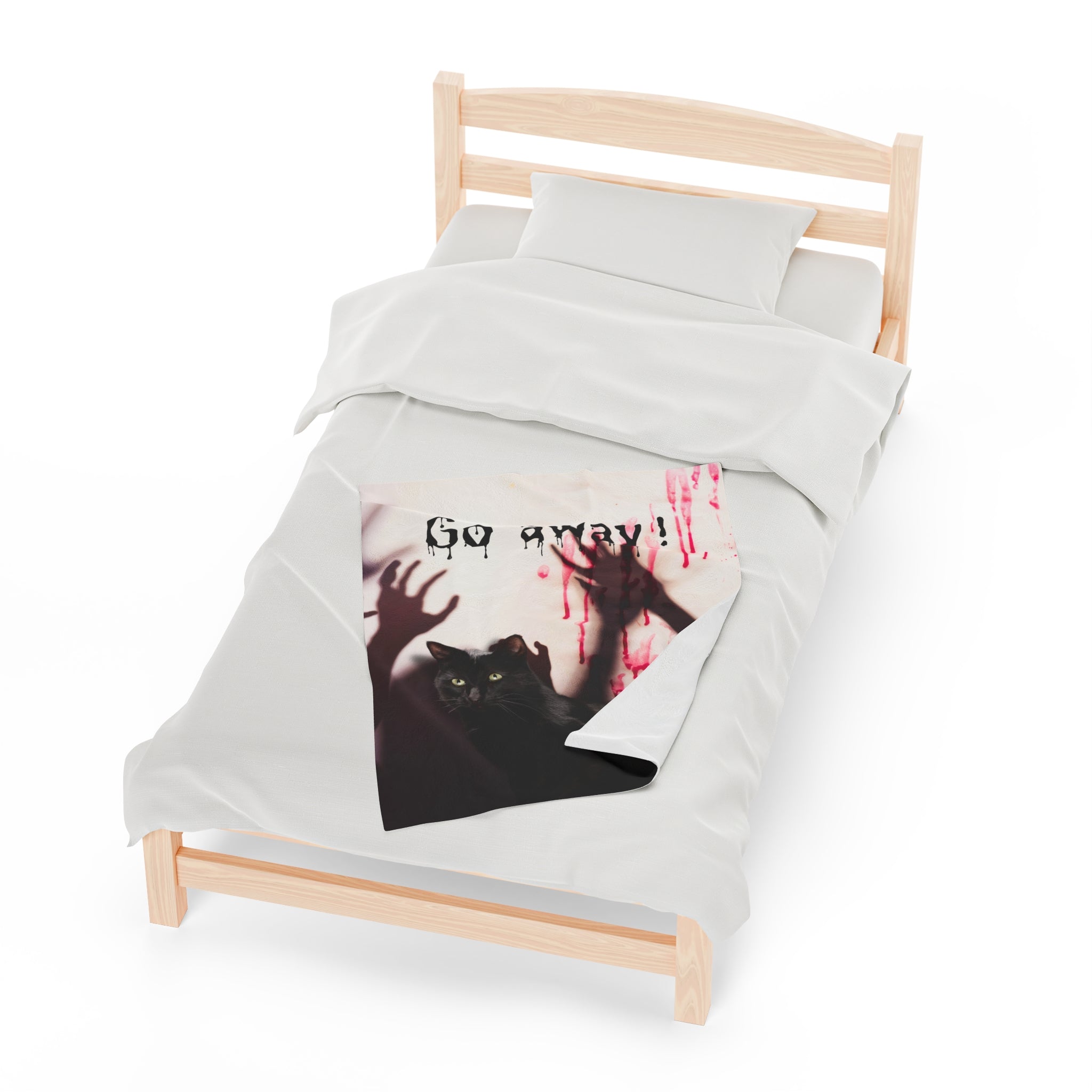 Photo depicting the ​Go Away Velveteen Plush Blanket from EpiAl's Shop.