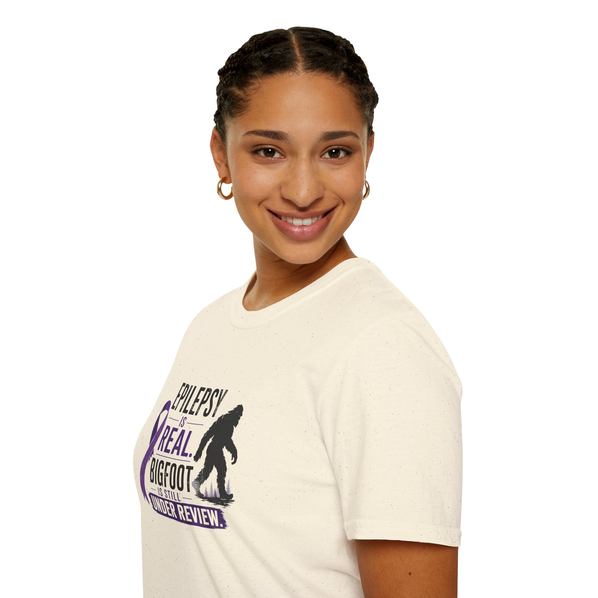 Epilepsy Awareness T-Shirt — "Epilepsy is Real" Purple Ribbon Bigfoot Design