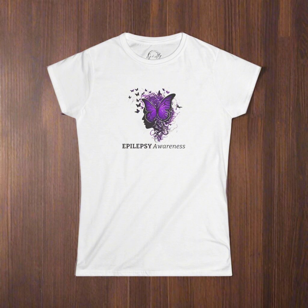 Photo depicting the ​Epilepsy Awareness Month Women's Softstyle Tee from EpiAl's Shop.